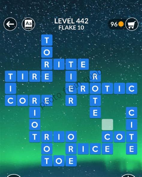 Wordscapes Level 442, Flake 10 Answers .